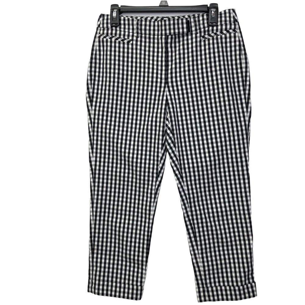 WHITE HOUSE BLACK MARKET CHECK THE‎ SLIM CROP PANTS SIZE 4